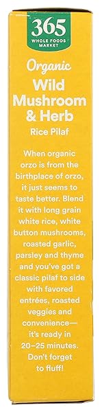 365 BY WHOLE FOODS MARKET, ORGANIC MUSHROOM AND HERB RICE PILAF, 6 OUNCE