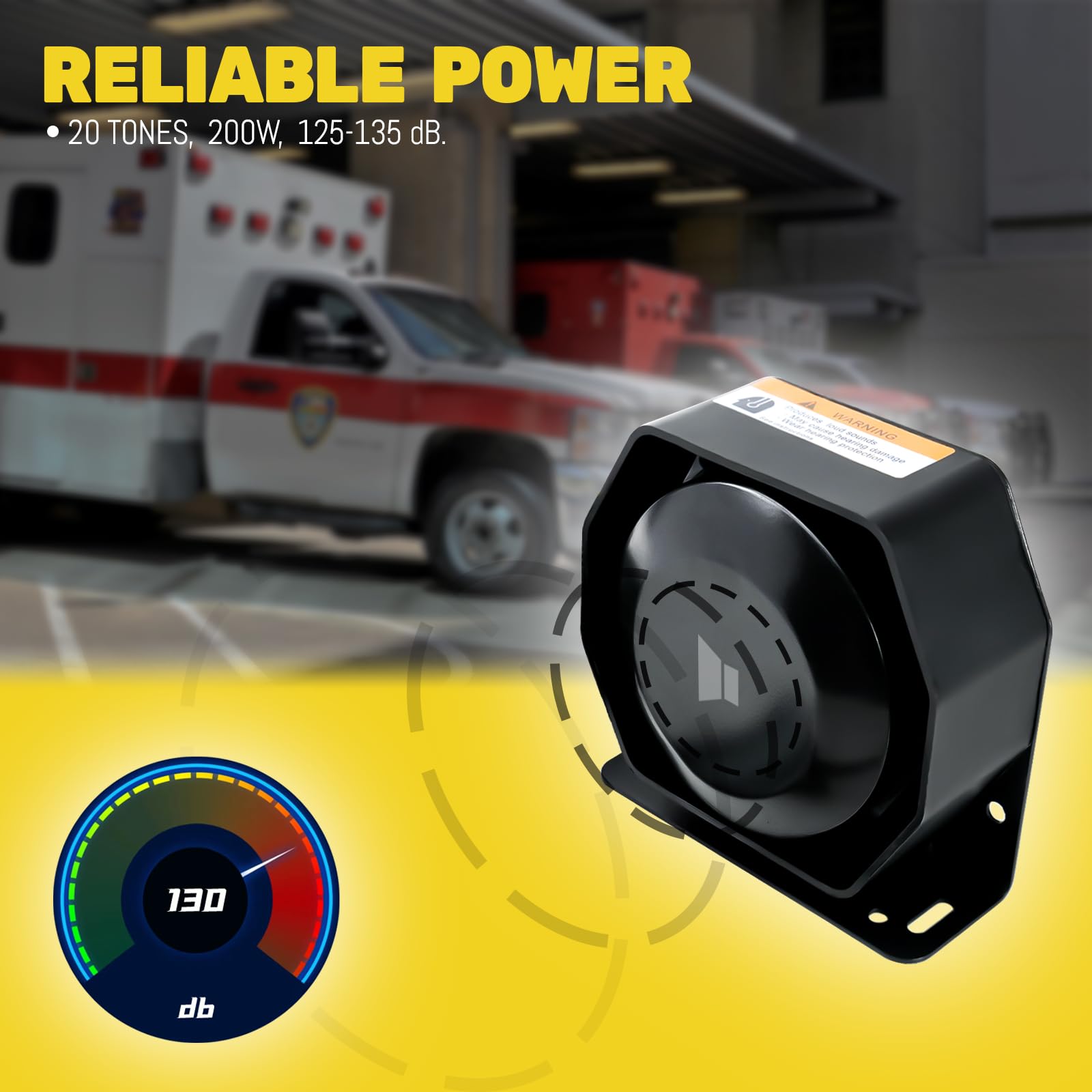 200W 12V 20 Tone Emergency Siren PA System, Slim Speaker Horn with Wireless Handheld Remote Control and Microphone for Emergency Vehicles Police Car Firefighter Ambulance SUVs