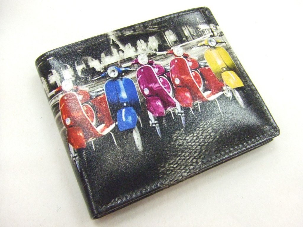 Golunski Mens Retro Leather Wallet - Scooter/Mod Design
