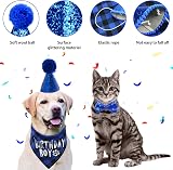 Fantasyon Dog Birthday Hat and Bandana Set Blue Reusable Party Accessory view 4