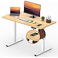 FitStand Adjustable Stand Up Desk with Memory Preset,Electric Standing Desk 47 x 24 Inch Home Office Desk Computer Workstation Sit Stand Desk with Charging USB Port, Splice Maple Top + White Frame
