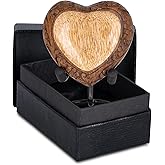 Legacy Wooden Heart Shaped Keepsake Urn for Ashes – Rosewood & Mango Wood Memorial Urn with Artistic Bail & Thunderstorm Design – Small Keepsake for Sharing Loved Ones Remains - Small Keepsake Heart