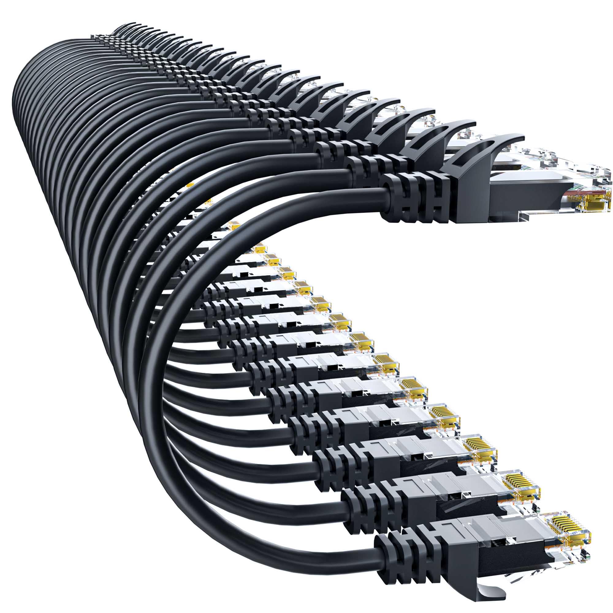 Photo 1 of 10Gsupxsel Cat 6 Ethernet Cable 1FT (24Pack), Cat6 Ethernet Patch Cable 10Gbps, High-Speed UTP Cat6 Network Cable Pure Copper, Cat 6 Cable for Home and Office Network, Black