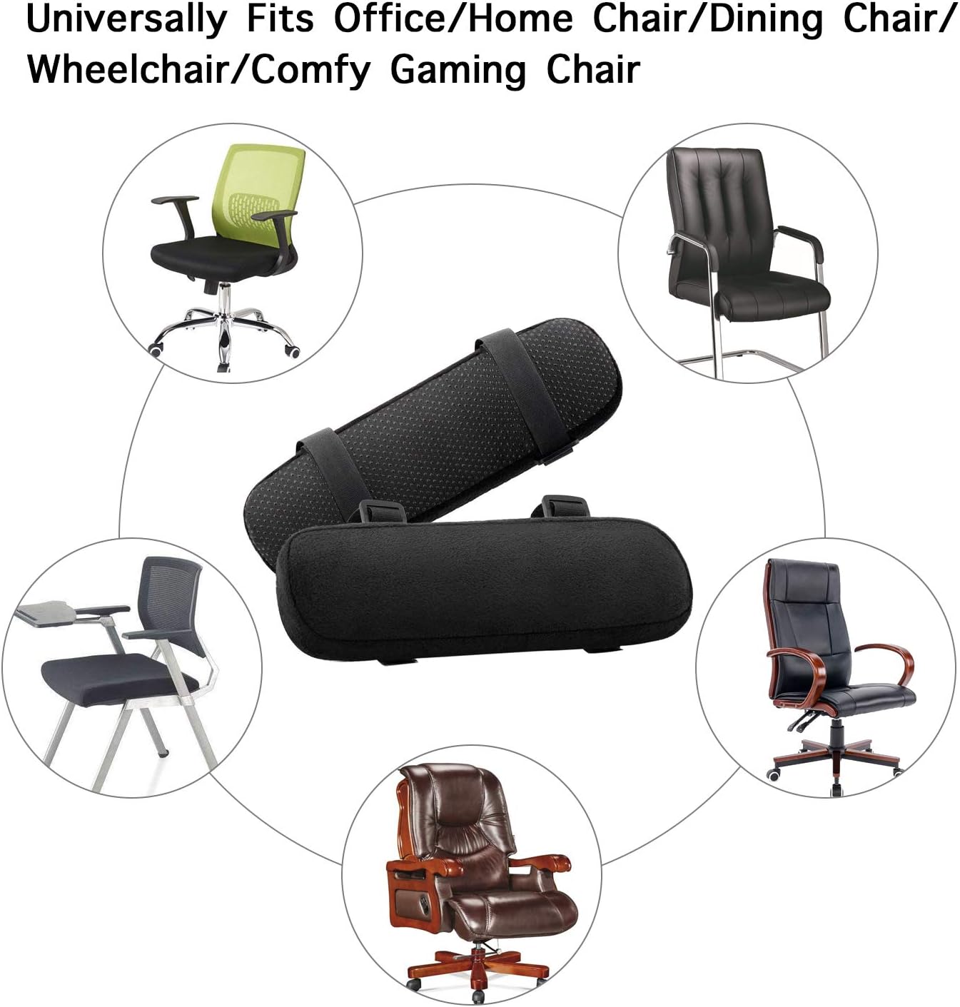 MOSISO Chair Armrest Pads (2 Pack), Memory Foam Home/Office Chair Arm Cover Comfy Computer Gaming Chair Cushion Removable Washable Elbow Support Forearm Pressure Relief, Black : Office Products