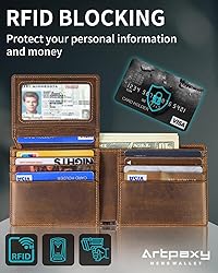 Mens Wallet With AirTag Holder, Bifold Leather RFID