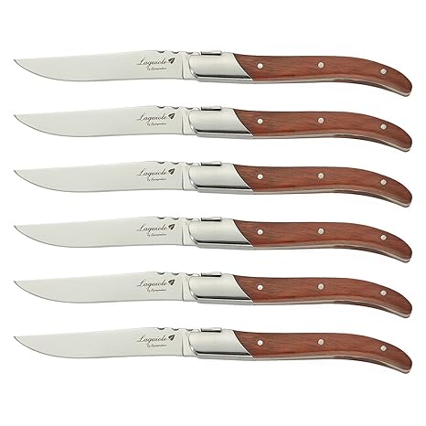 Flying Colors Laguiole Steakmesser Set. Edelstahl, Palisander Griff, 6 Stück