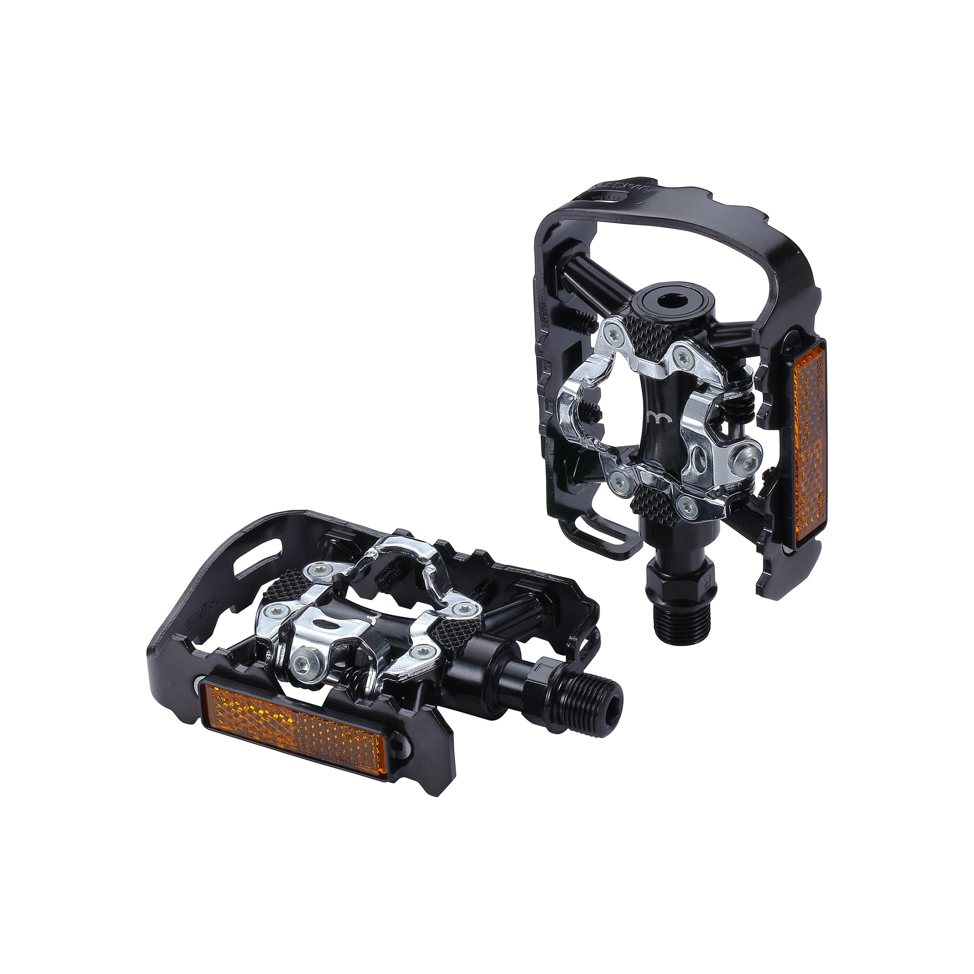 BBB Cycling Road Bike Dual Platform Pedals with Cleats SPD & Flat 9/16" Durable Aluminium Cage Adjustable Tension for MTB E-MTB Urban E-Road DualChoice 2.0 BPD-23B