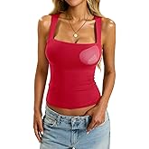 EasyGala Womens Padded Tank Tops Double Lined Built in Bra Sleeveless Top Square Neck Slim Fitted Summer T Shirts 2025
