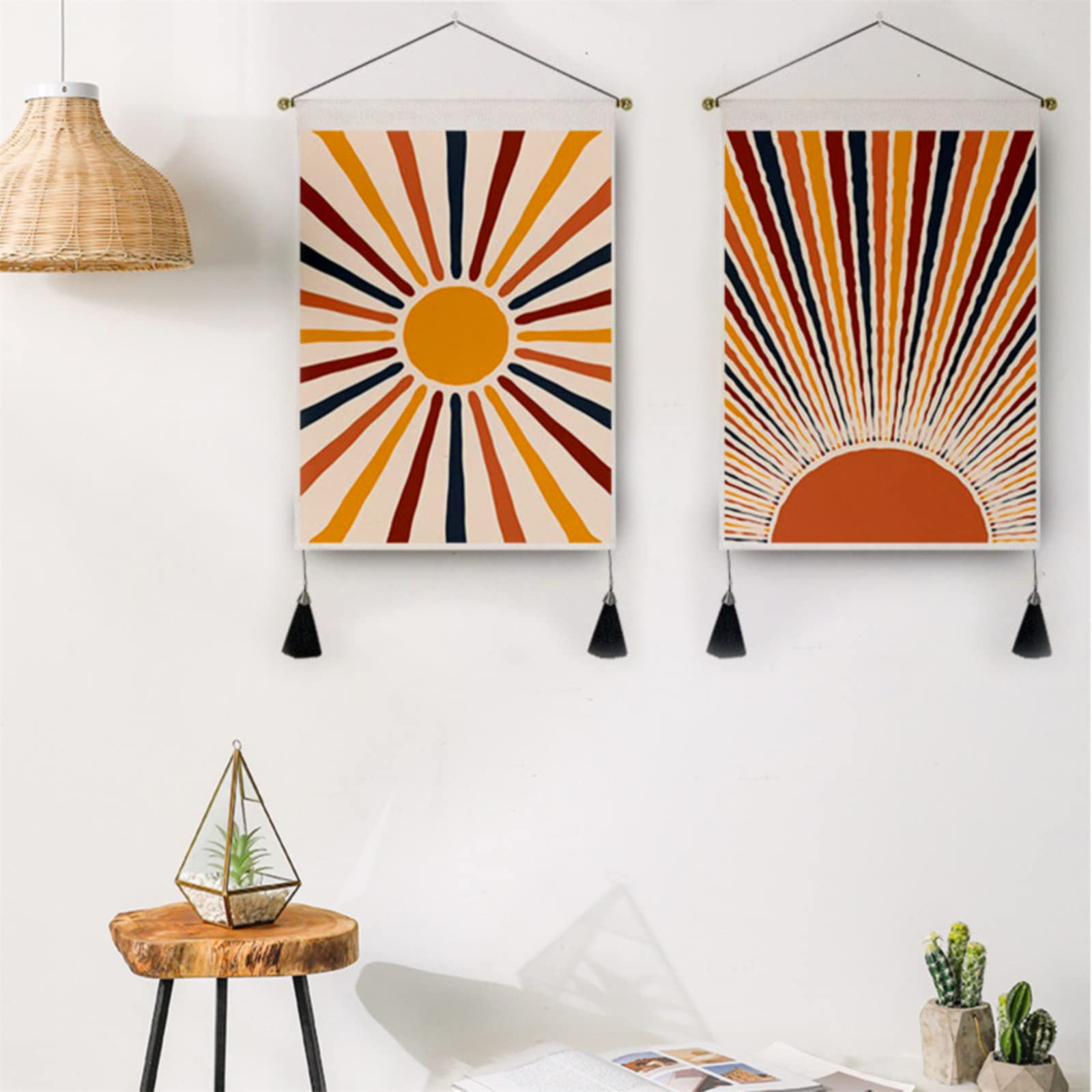 ZOYIEP Set of 2 Wall Hangings, Boho Tapestry, Vintage Boho Decorative Wall Towel Tapestry, Bedroom Accessories for Bedroom, Living Room, Wall Decoration (D)