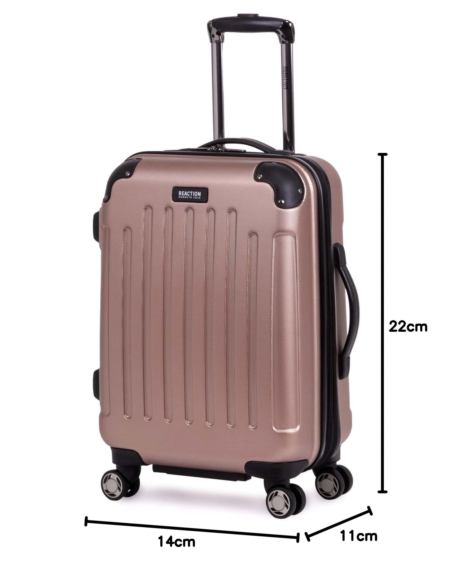 Kenneth Cole REACTION Renegade Luggage Expandable 8-Wheel Spinner Lightweight Hardside Suitcase, Rose Gold, 20-Inch Carry On