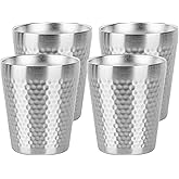 Adorila 4 Pack Stainless Steel Insulated Cup Double Wall, 10 oz Stackable Metal Cups For Drinking, Reusable Drinking Glasses for Home Office Party Outdoor (Silver)