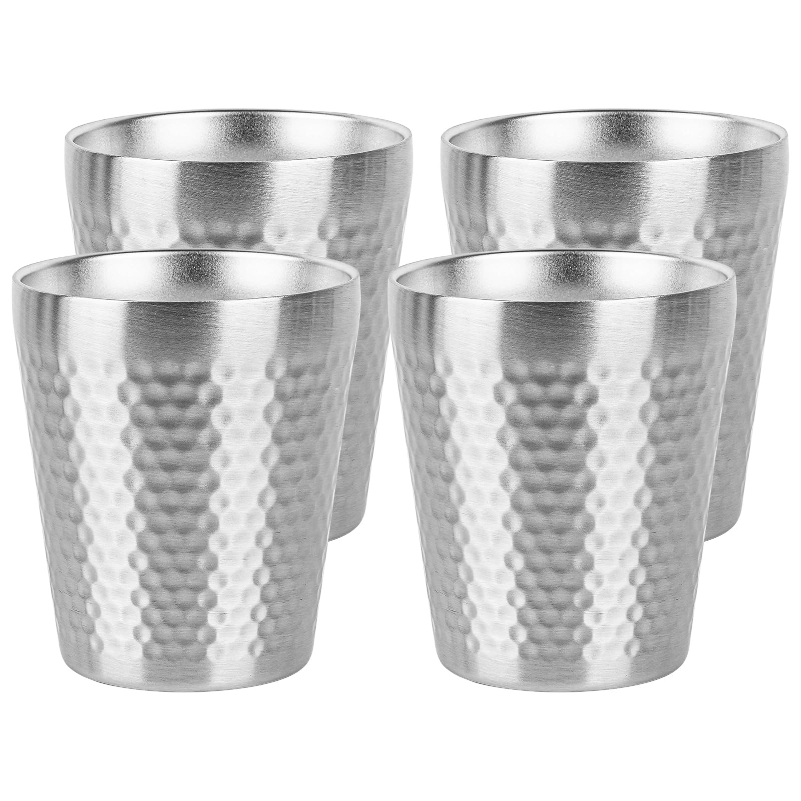 Photo 1 of Adorila 4 Pack Stainless Steel Insulated Cup Double Wall, 10 oz Stackable Metal Cups For Drinking, Reusable Drinking Glasses for Home Office Party Outdoor (Silver)