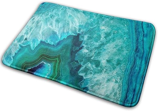 Amazon Com Bath Mat Bright Aqua Blue Turquoise Memory Foam Bath Mats Non Slip Soft Absorbent Bath Rugs Rubber Back Runner Mat For Kitchen Bathroom Floors 15 7 X 23 5 White Home Kitchen