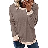 ONLYSHE Womens Crewneck Sweatshirt Casual Loose Fitting Tops Long Sleeve T Shirt