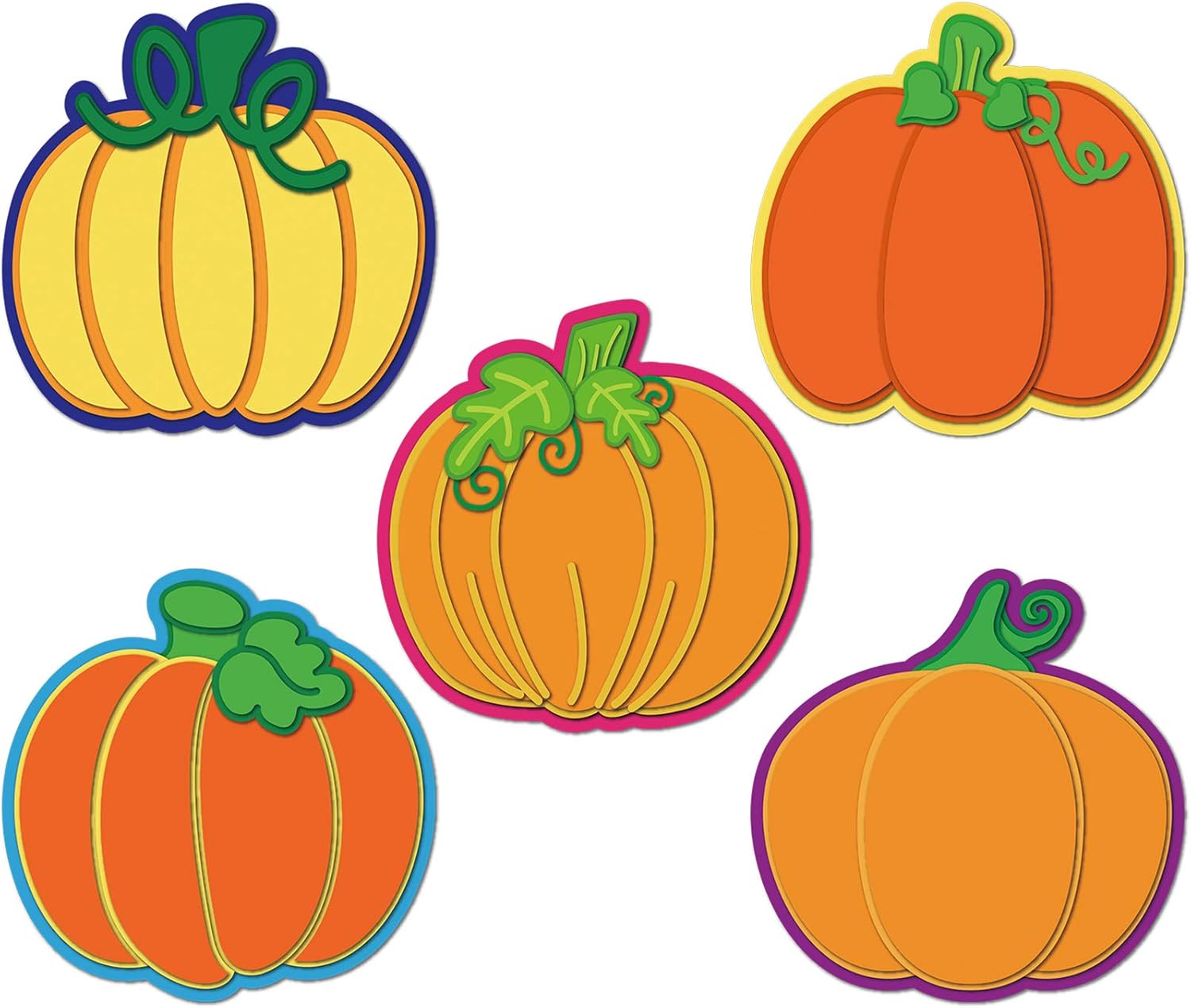 Thanksgiving Pumpkin Cutouts Classroom Decoration Pumpkin Colorful Cutouts with Glue Point Dots for Bulletin Board Classroom School Fall Theme Party, 5.9 x 5.9 Inch : Office Products