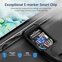 10FT USB C 3.2 Gen2x2 Cable 100W 20Gbps 90 Degree