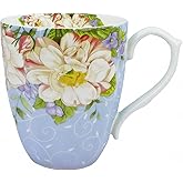 YUESITE 14oz Bone China Coffee Mugs for Women Floral Coffee Mug Tea Cups Novetly Coffee Cups Gift for Women Mom Friends