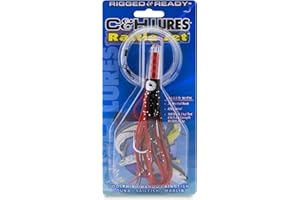 C&H LURES C&H Rattle Jet Trolling Lure – Rigged & Ready with Mustad Hook, AFW Swivel, Grand Slam Mono Line – 6 ft Skirted Saltwater Fishing Lure for Offshore & Big Game