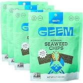 GEEM Korean Seaweed Snack, Brown Rice Crisps &amp; Sesame, Salty 4-Pack | Korean Seaweed Snacks, Oil-Free, Baked Brown Rice Crisps &amp; Sesame Seeds, Salty 4-Pack, Ready-to-Eat