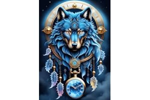 Offito Wolf Diamond Painting Kits for Adults Beginners, Dream Catcher Diamond Art Kits for Adults, Wolf DIY 5D Round Diamond Dots Gem Art for Beginners, Perfect for Gifts Home Wall Decor 12x16 inch