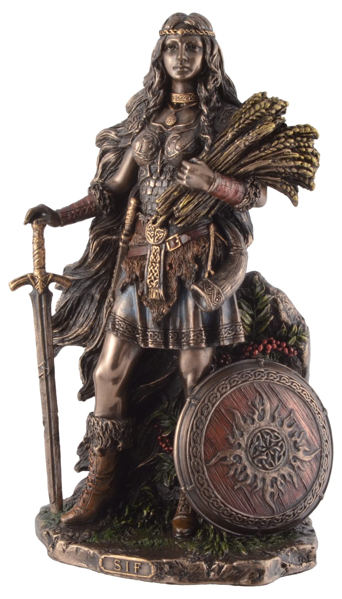 SIF Germanic goddess of fertility, made of artificial stone, bronzed/coloured by Veronese