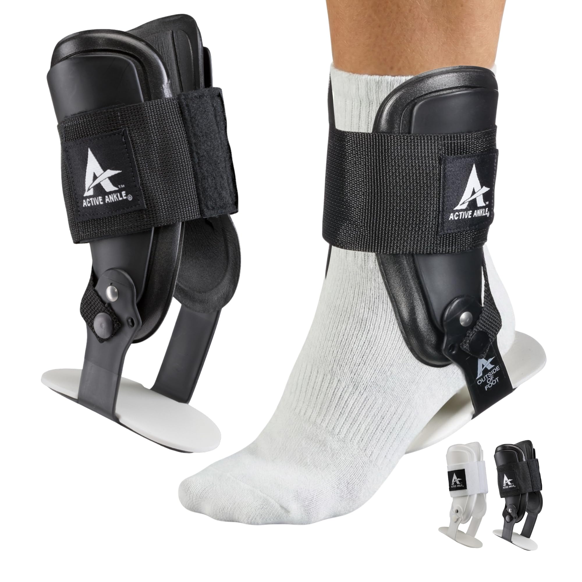 Tobillera Active Ankle T2, pequeña, negra, soporte rígido para hombres 5-7 y mujeres 6-8, talla de zapato, soporte ajustable para esguince de tobillo, voleibol y porristas, acolchado ligero de EVA, se adapta al pie izquierdo o derecho