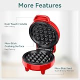 SNAILAR Mini Waffle Maker 550W Red with Non-Stick Coating Ready Indicator view 4
