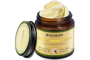 Hicream Beef Tallow Honey Balm for Skin - Moisturizing Cream for Soft, Smooth Skin, Natural Face and Body Care, 3.7 Oz, TB003