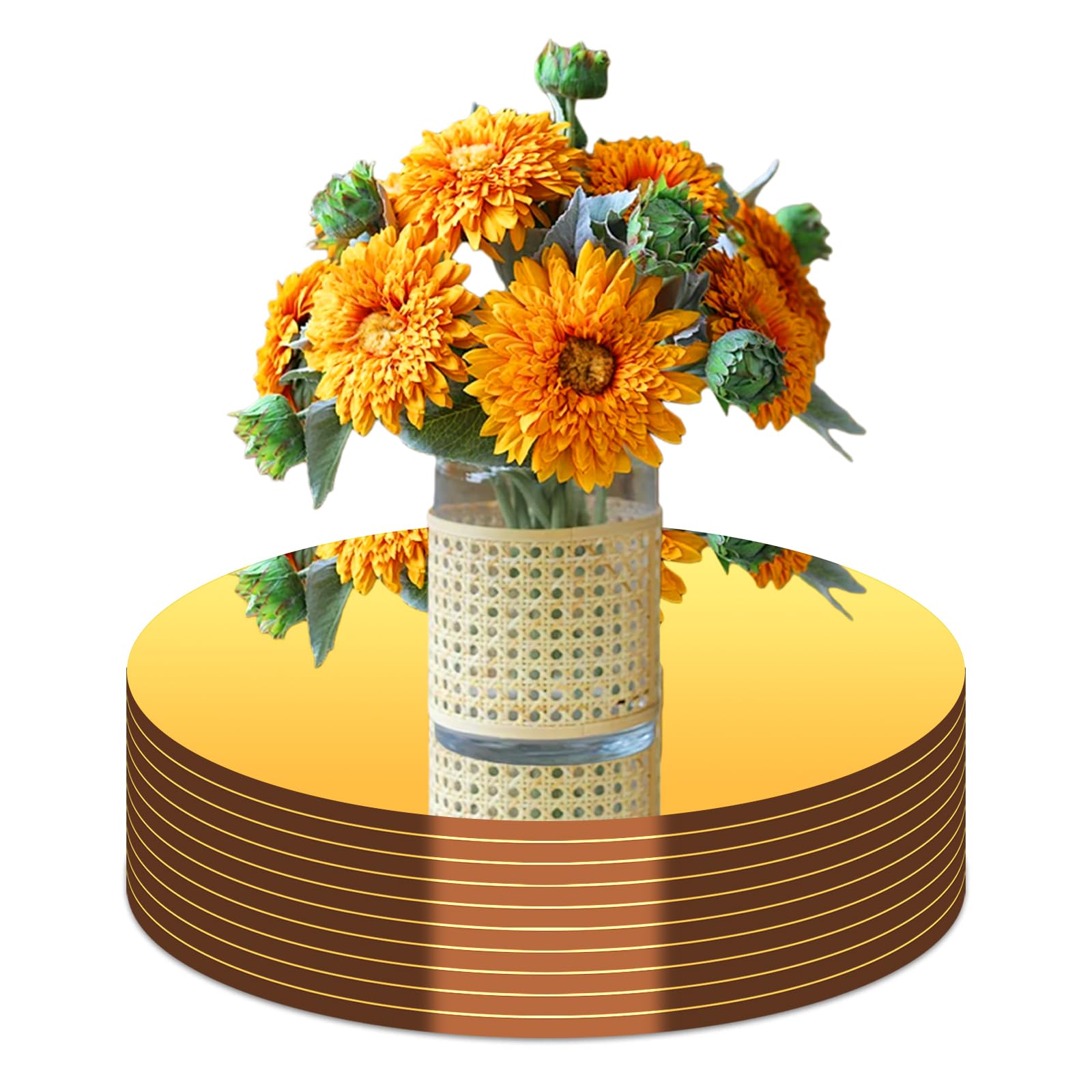 Photo 1 of 10PCS Gold Round Mirror Centerpieces for Tables Acrylic Circle Mirror Tray Candle Plate for DIY Craft Wedding Birthday Table Decorations Valentine Party Wall Decor (6inch/15cm)