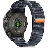 RosMank 22mm Quickfit Nylon Watch Band Compatible with Garmin Fenix 8 Fenix E 47mm/7 Pro/7/6 Pro/6, Wavy Replacement Strap for Tactix 8 47mm/Instinct 3 E 45mm/Forerunner 970 965/Descent G2 G1/Epix/Approach S70 47mm/MARQ