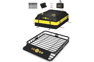 46" x 36" Universal Roof Rack Cargo Basket, 200LBS Capacity with Extension, Heavy Duty Steel Rooftop Carrier for SUV Truck Va