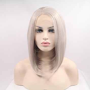 Xiweiya Silberblond Bob Kurzer Grauer Bob Perucke Synthetische Graue Bob Lace Front Perucke Mittelteil Hitzebestandige Faser Fur Frauen Madchen Drag Queen Kurzes Graues Haar Perucke Frisur Perucke 35 6 Cm Amazon De Beauty