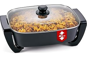 Elite Gourmet EG2615 15" x 12" x 4” Electric Skillet, Durable Xtra Deep Dish, PFAS Free Ceralast™ Ceramic Non-stick, 1500W Ra