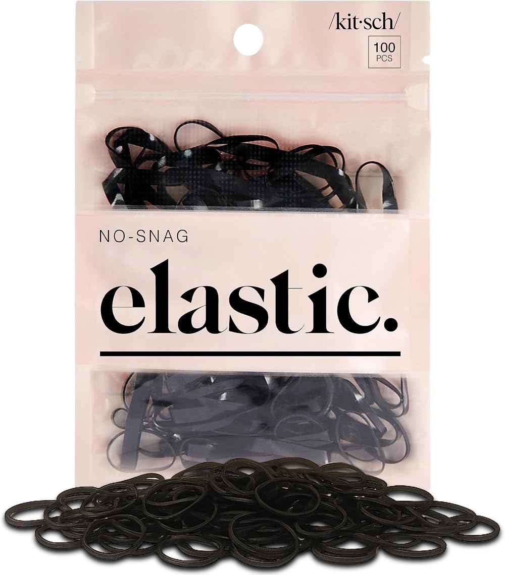 Kitsch Pro No Snag Mini Gummy Elastic Hair Bands 100 Count Black