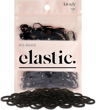 Kitsch Pro No Snag Mini Gummy Elastic Hair Bands 100 Count Black