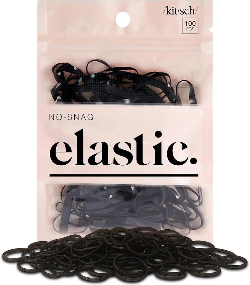 Kitsch Pro No Snag Mini Gummy Elastic Hair Bands 100 Count Black