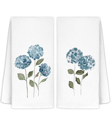 Lot De 2 Torchons De Cuisine Motif Géométrique Fleurs Sauvages - 42 X 65 Cm, Polyester, Ultra Absorbants