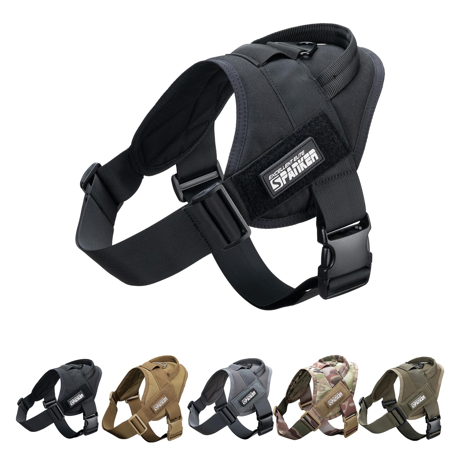 EXCELLENT ELITE SPANKER Tactical Dog Vest Training Military Patrol Service Dog Harness Easy Control Adjustable No-Pull Nylon Pet Harness with Handle for Small Medium Large Dogs(Black-XS))