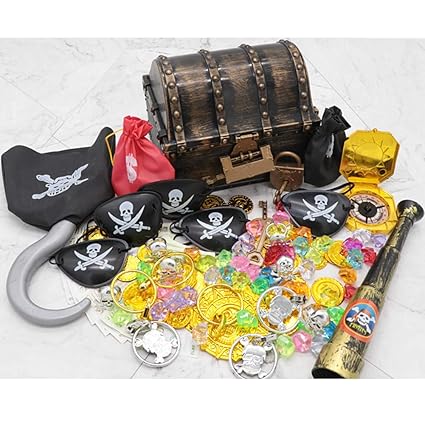 Thboxes Antique Simulation Plastic Large Pirate Treasure Chest Childrens Toy Party Performance Props 17x14x13.5cm 8#