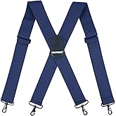 MELOTOUGH Men's Suspender 1.5/2 Inch Wide Suspenders Full Elastic X Back Suspender with Snap Hooks