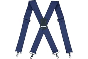 MELOTOUGH Men's Suspender 1.5/2 Inch Wide Suspenders Full Elastic X Back Suspender with Snap Hooks
