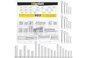 Mardatt 102Pcs 18 Sizes Carbon Steel Clevis Pin Kit, M5-M12 Zinc-Plated Single Hole Flat Head Clevis Pins with Random Size Sp