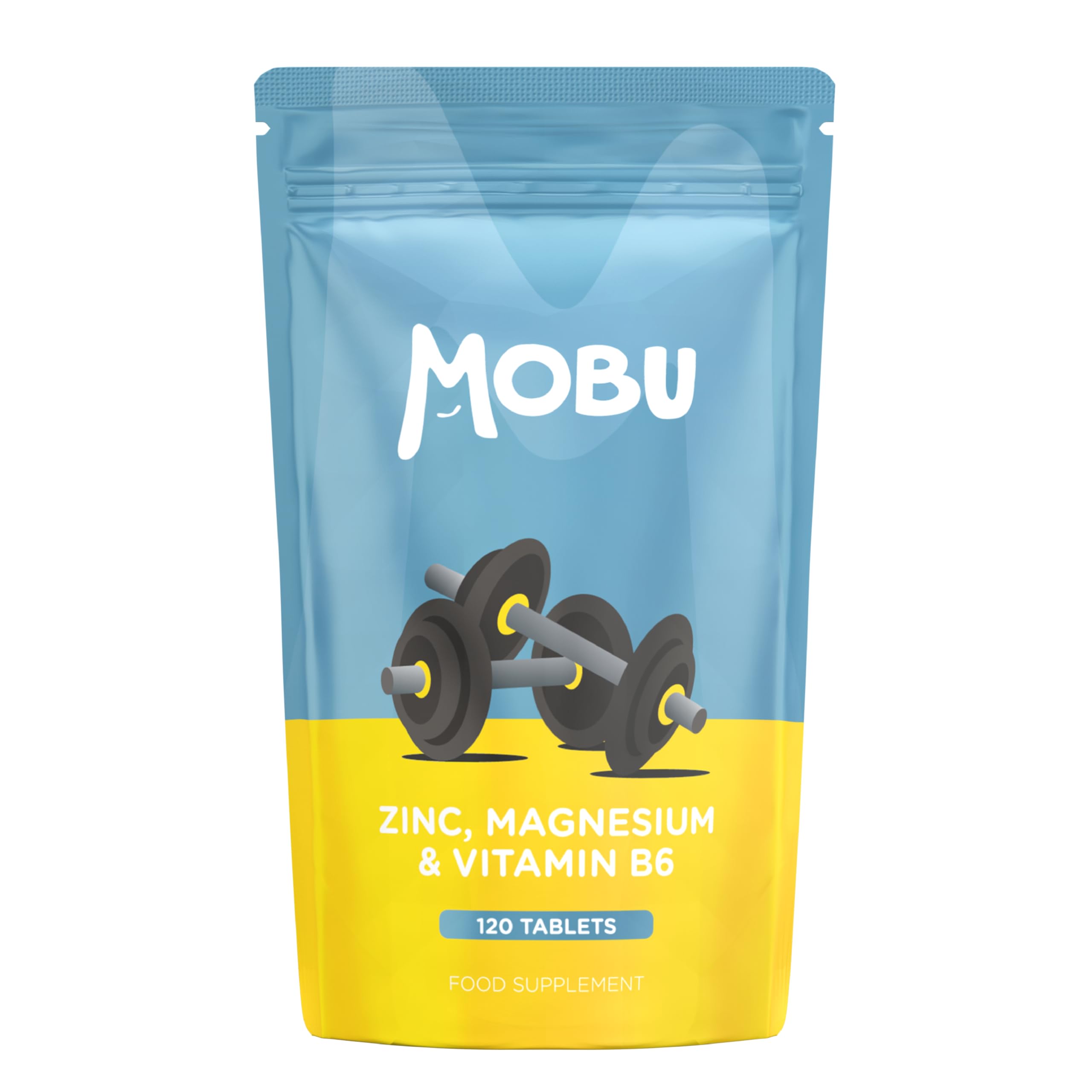 Zinc and Magnesium 120 Tablets | with Vitamin B6 | Normal Muscle Function & Energy Yielding Metabolism | Muscle Growth & Sleep Support | Vegan MOBU UK