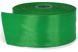 Stuffvisor Green Satin Ribbon Roll, 2" x 50 Yards, Double Face Solid Color, Thick and Durable, 100% Polyester for Gift Wrapping, Crafts, Hair and Decorations