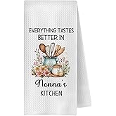 OVAcational Nonna Grandma Kitchen Towels, Nonna Grandmother Gifts for Birthday Christmas Decorative Hand Towels, Grandma Gifts from Grandkids Dish Tea Towel for Kitchen, 16x24 Inch