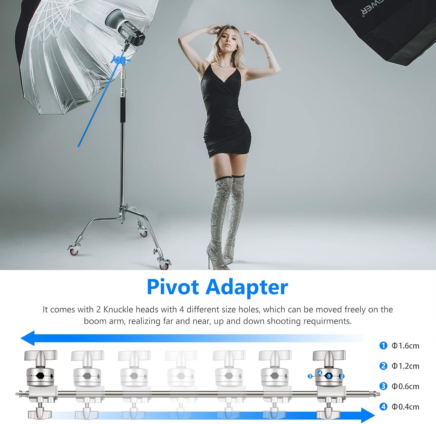 NEEWER Pro 100% Metal C Stand Light Stand with Wheels - Image 3