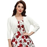 Belle Poque Womens 3/4 Sleeve Bolero Shrug Open Front Knit Cropped Cardigan