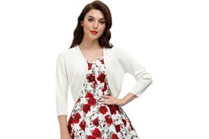 Belle Poque Womens 3/4 Sleeve Bolero Shrug Open Front Knit Cropped Cardigan