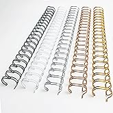 Binditek Metal Wire Binding Spine, 1/2 Inch, 2:1 Pitch, Multi Color 50 Pack | Double Loop Wire Binding Spines, 21-Loop, 140 Sheet Capacity, 5 Assorted Colors (Black,Gold,Silver,White,Rose Gold)