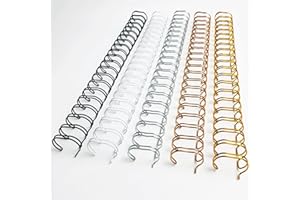 Binditek 50 Pack Double Loop Wire Binding Spines, 5/8 in Binding Wire for Letter Size, 2:1 Pitch, 140 Sheet Capacity, 21-Loop, 5 Assorted Colors (Black, Gold, Silver, White, Rose Gold)